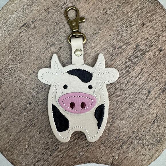Portland Leather Cow Purse Charm FAST SHIP Seymour Farm Keychain NEW - Picture 1 of 3